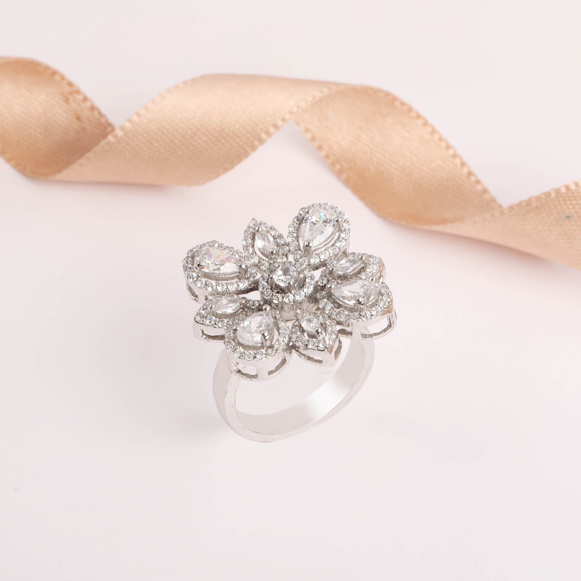 Flower clearance cocktail ring