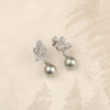 Studs With Grey Pearl Drops