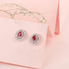 Flower Studs With Ruby Centre